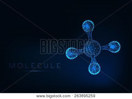 Abstract Glowing Molecule With Tetrahedral Structure Model With Atoms And Bonds.