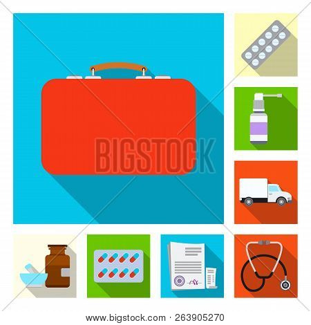 Vector Illustration Of Pharmacy And Hospital Icon. Set Of Pharmacy And Business Vector Icon For Stoc