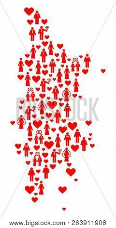 Mosaic Map Of Phuket Composed With Red Lovely Men. Vector Lovely Geographic Abstraction Of Map Of Ph