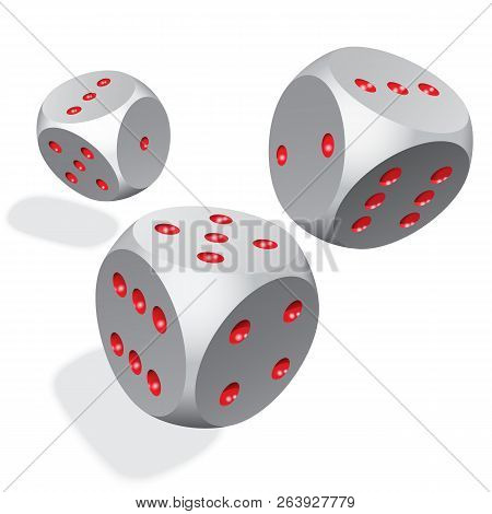 Three 3d Dices Isolated. Vector Stock Illustration