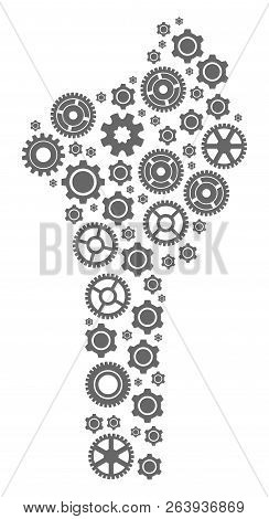 Map Of Benin Created With Gray Cog Symbols. Vector Abstract Mosaic Of Map Of Benin With Mechanics Sy