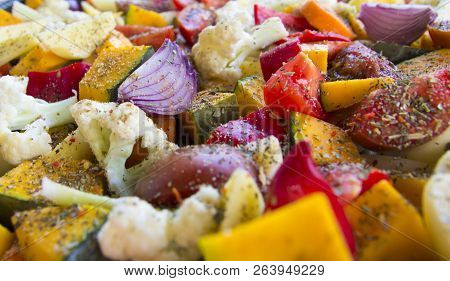 Sliced Vegetables Autumn Different Colors A Piece Of Onion Seasoning Spices Viennese Herbs