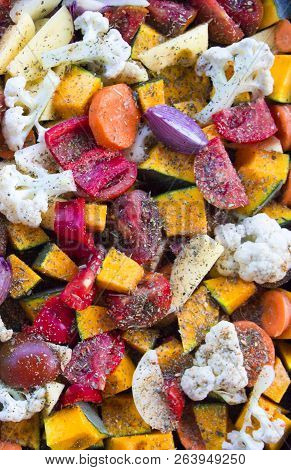 Sliced Vegetables Autumn Different Colors A Piece Of Onion Seasoning Spices Viennese Herbs