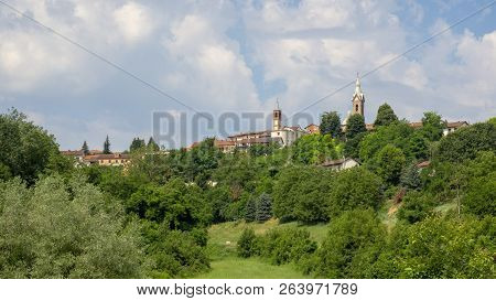 The Road From Asti To Antignano, Monferrato, Piedmont, Italy, At Summer