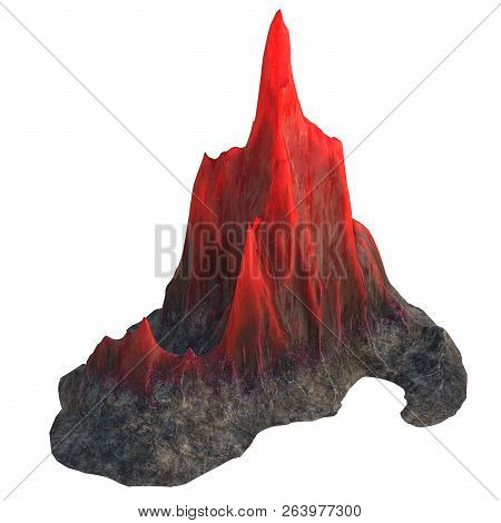 Ock With Red Crystal On White Isolated Background. 3d Illustration