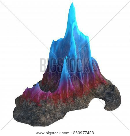 Ock With Blue Crystal On White Isolated Background. 3d Illustration
