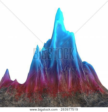 Ock With Blue Crystal On White Isolated Background. 3d Illustration