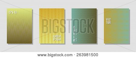 Geometric Zig Zag Banner Templates, Wavy Lines Gradient Stripes Backgrounds For Music Cover. Curve S