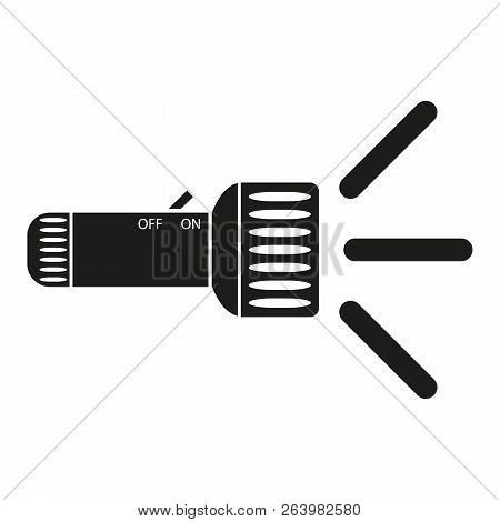 Flashlight With Flash, Rays Of Light. Vector Icon. The Element Is Isolated On A Light Background. Ep