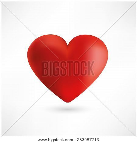 Bright Red Heart On White Background. Vector