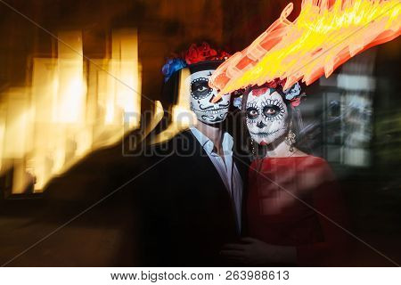 Blur Of Foranium, Ghosts Of The Dead, Long Exposure. A Man And A Woman With A Visage, A Pattern Of S
