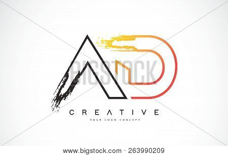 Ad Creative Modern Logo Design Vetor With Orange And Black Colors. Monogram Stroke Letter Design.