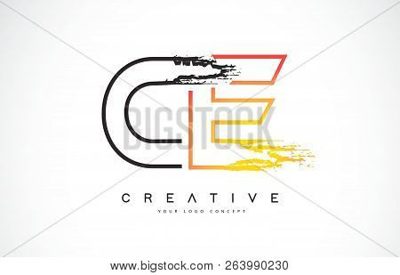 Ce Creative Modern Logo Design Vetor With Orange And Black Colors. Monogram Stroke Letter Design.