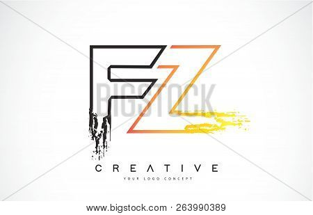 Fz Creative Modern Logo Design Vetor With Orange And Black Colors. Monogram Stroke Letter Design.