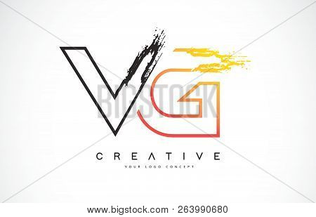 Vg Creative Modern Logo Design Vetor With Orange And Black Colors. Monogram Stroke Letter Design.