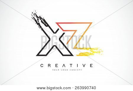 Xz Creative Modern Logo Design Vetor With Orange And Black Colors. Monogram Stroke Letter Design.