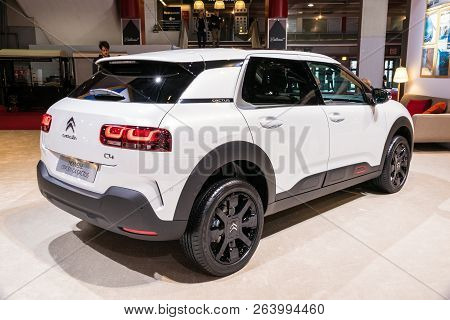 Paris - Oct 2, 2018: New Citroen C4 Cactus Car Showcased At The Paris Motor Show.
