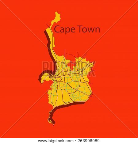 Flat Icon Map Of Capetown. Map, Town, Africa, Background,