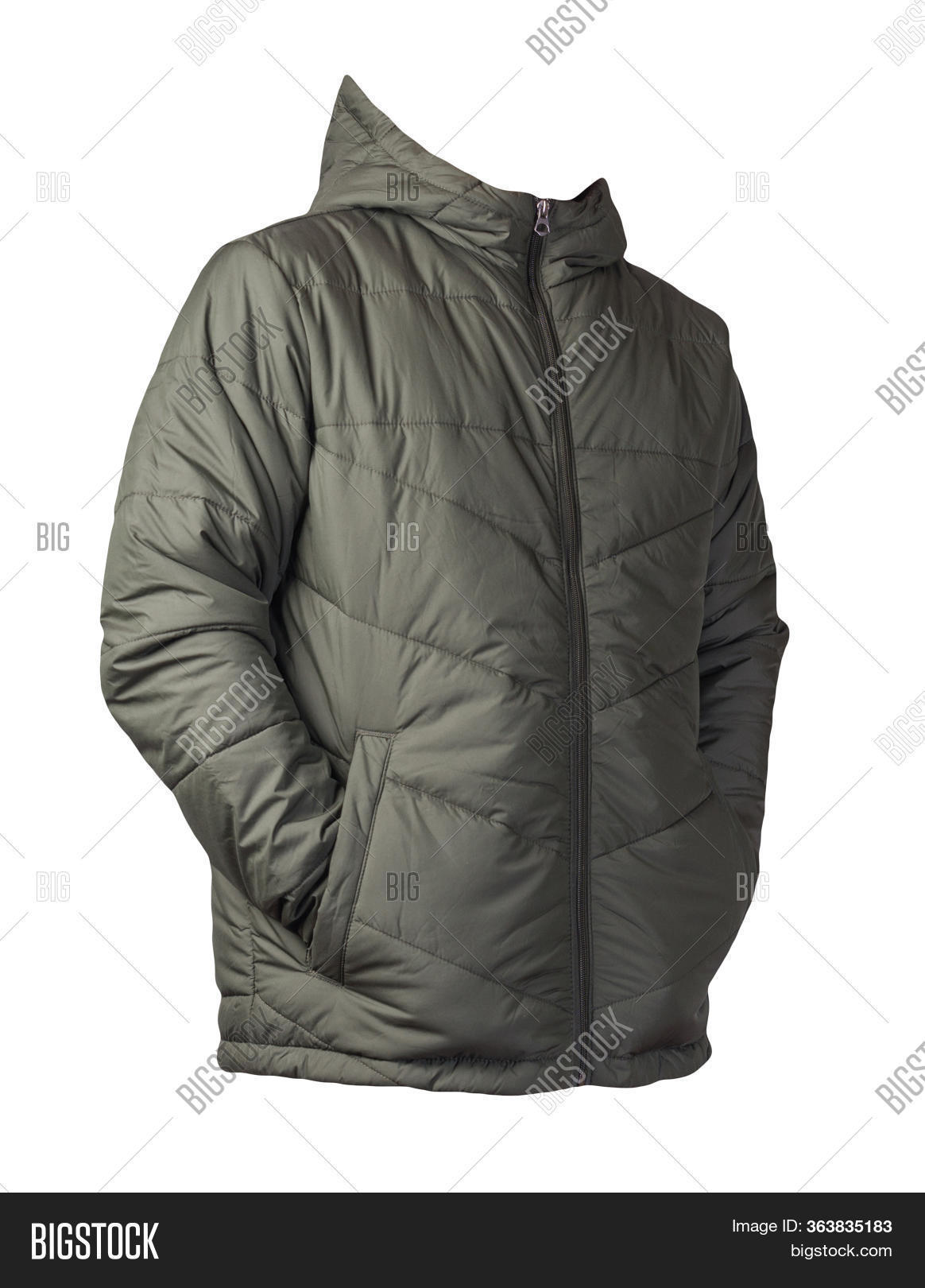 dark green jacket with hood