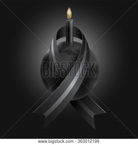 Mourning For The Loss Of Many People From Epidemics, Wars, Natural Disasters Using Black Ribbons Wra