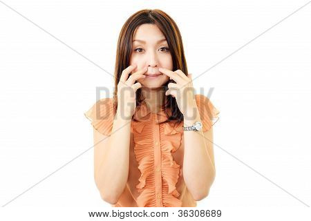 Woman with a funny face