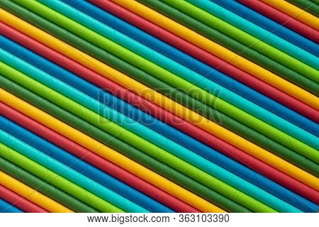 Abstract And Multi-colored Background Of Alternating Stripes Of Red, Yellow, Blue, Blue, Green And L