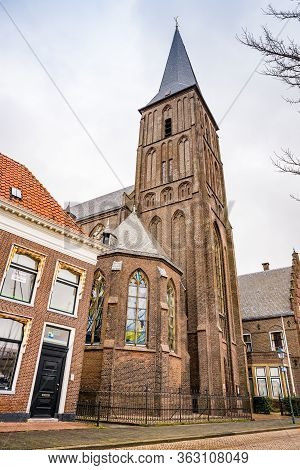 January 10, 2020. H. Aartsengel Michael Kerk - Church By The Water Canal In Winter