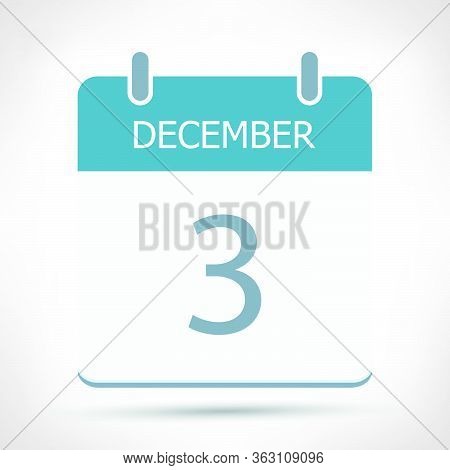 December 3 - Calendar Icon - Calendar Flat Design Template