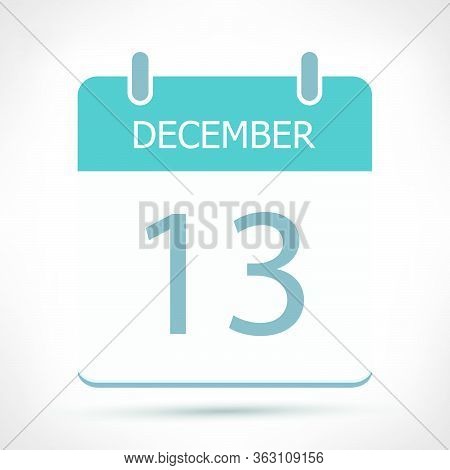 December 13 - Calendar Icon - Calendar Flat Design Template