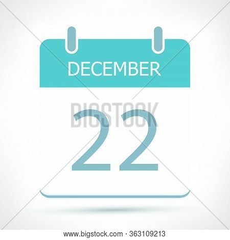 December 22 - Calendar Icon - Calendar Flat Design Template