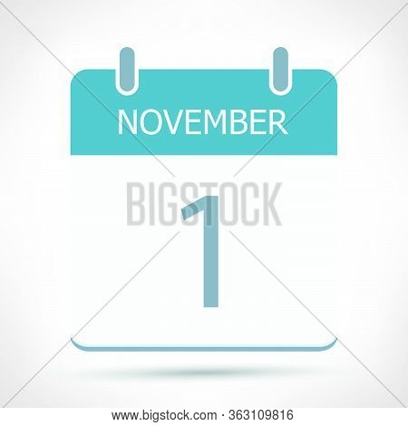 November 1 - Calendar Icon - Calendar Flat Design Template
