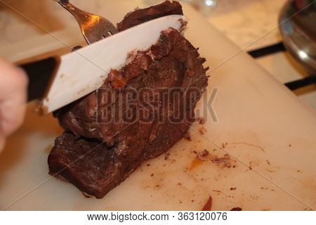Boiled Meat Of Veal And Beef With Vegetable Sauce