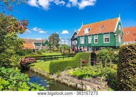 Marken Island, Beautiful Traditional Fisherman Village Houses, Typical Dutch Landscape, North Hollan