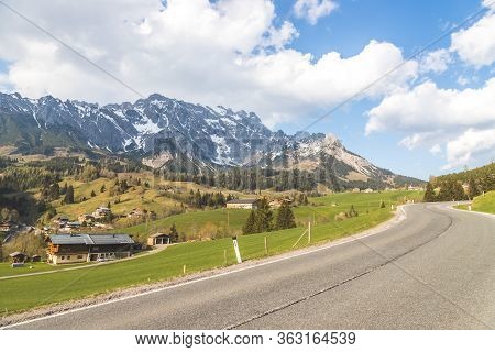 Idyllic Alpine Mountain Range: Hochkönig Mountain In Salzburg, Austria
