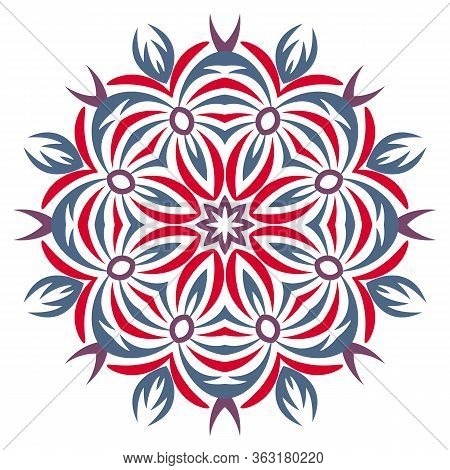 Mandala. Indian Antistress Medallion. Abstract Islamic Flower, Arabic Henna Design, Yoga Symbol.