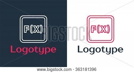 Logotype Line Math System Of Equation Solution On Computer Monitor Icon Isolated On White Background
