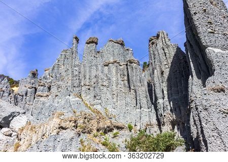 Stone Skyscrapers Of Putangirua Pinnacles, New Zealand