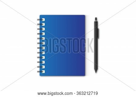 Notebook And Pen Illustration. Notebook Pen Isolated On White Background Vector Icon For Web,mobile,