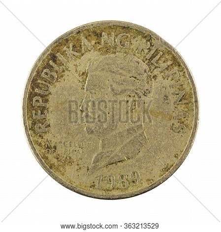 50 Philippine Sentimo Coin (1989) Obverse Isolated On White Background