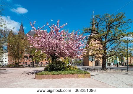 Historical Buildings In The City Rostock, Germany.