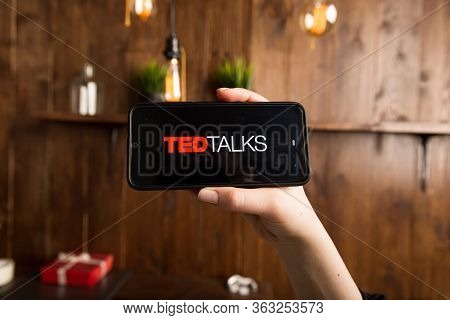Tula Russia 16.01.20 Ted Talks On The Phone Display Isolated.