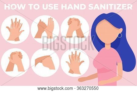 Wash Your Hands With Alcohol Gel. Personal Hygiene, Infographic Procedure Clean Disease Prevention C