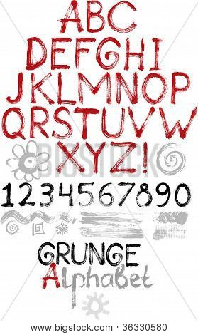 Elle çizilmiş Grunge alfabesi