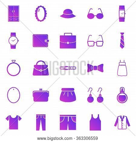 Dressing Gradient Icons On White Background, Stovk Vector