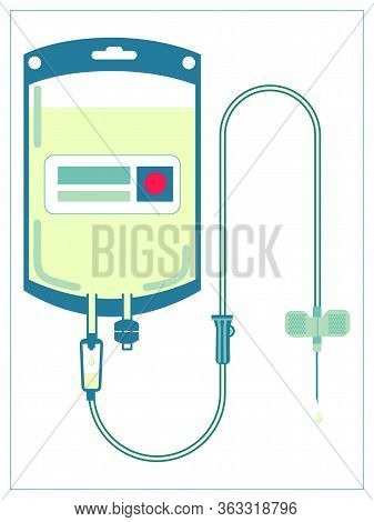 Vector Flat Illustration With Medical Dropper And Injection Needle. Isolated Stock Illustration On W