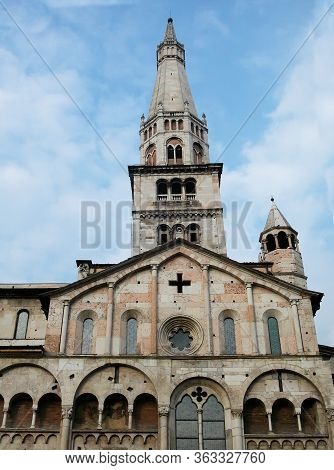 The Cathedral Of Modena With Ghirlandina Bell Tower. Italy