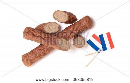 Chopped Up Frikadel, A Dutch Fast Food Snack, Isolated