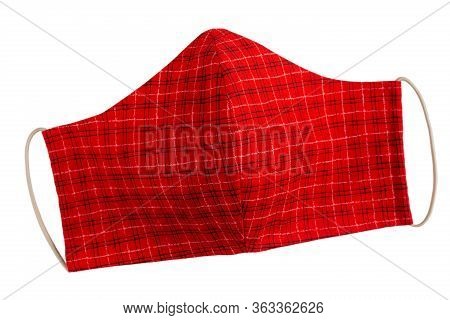 Handmade Protective Face Masks. Diy Antivirus Cotton Mask. Red Facemask Isolated On White.