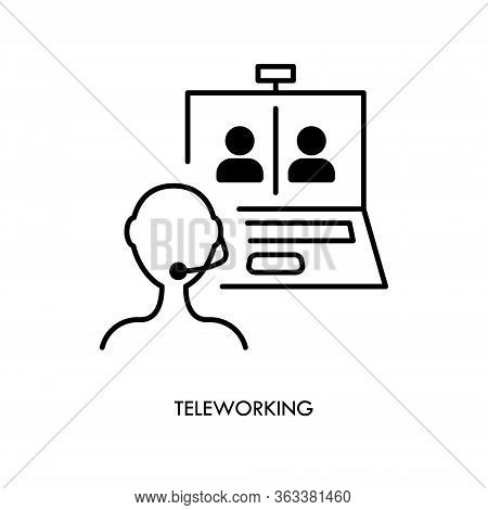 Teleworking , Working From Home, Remote Work Vector Icon. Stay Safe At Home And Working.