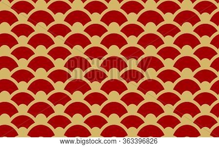Gold Archs On Red Background - Retro Style Chinese Seamless Parttern.